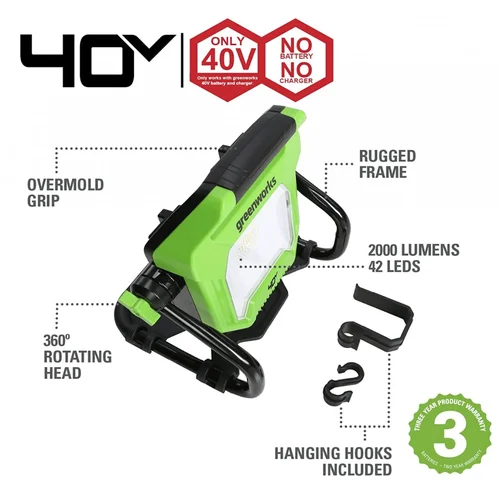 GreenWorks G24WL Akumuliatorinis LED šviestuvas, 24 V image 3