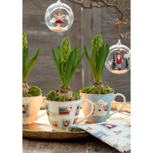 GreenGate XMAS LETTER žydras porcelianinis puodelis image 3