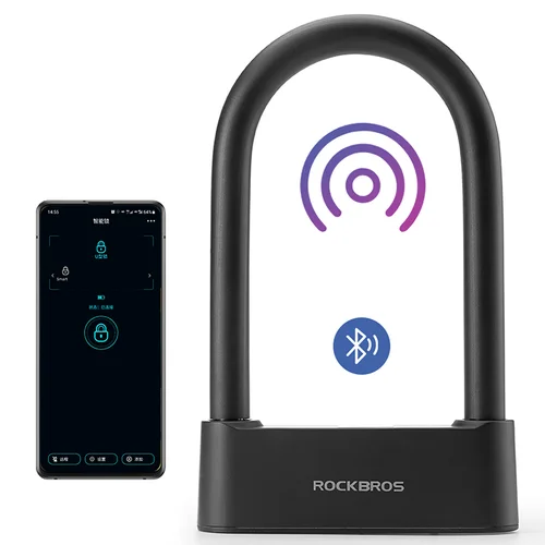 Rockbros 32210818001 SMART U formos dviračių užraktas, juodas image 2