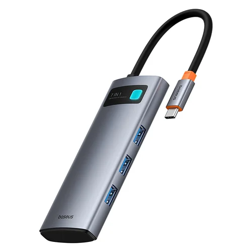 Baseus Metal Gleam 7-in-1 USB-C šakotuvas 4K 60 Hz, pilkas image 1