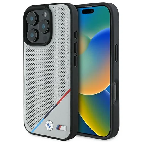 BMW M Perforuotas MagSafe dėklas iPhone 16 Pro, pilkas image 1