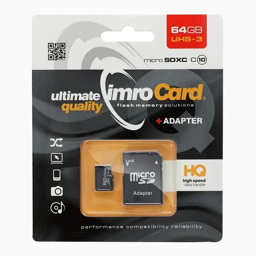 IMRO microSD 64 GB UHS 3 kortelė su SD adapteriu image 1