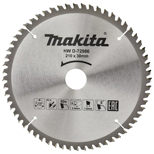Makita D-72986 Pjovimo diskas, 210x2.4x30 mm, 5°, T60 image 1