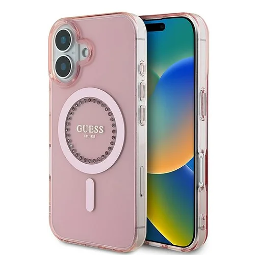 Guess IML Deimantai MagSafe dėklas iPhone 16 Plus, rožinis image 1