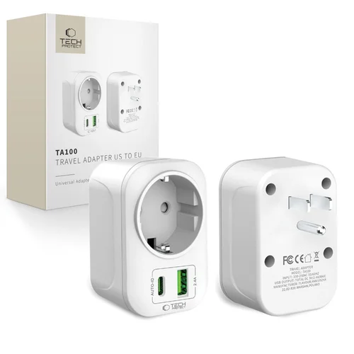 Tech-Protect TA100 kelioninis adapteris, baltas image 1