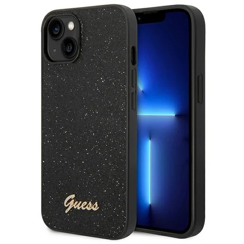 Guess Blizgančio užrašo dėklas iPhone 14 Plus, juodas image 1