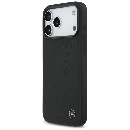 Mercedes-Benz Leather Large Laurel Leaf MagSafe dėklas iPhone 17 Pro Max, juodas image 2