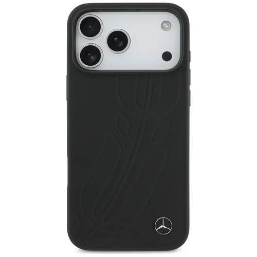 Mercedes-Benz Leather Large Laurel Leaf MagSafe dėklas iPhone 17 Pro Max, juodas image 3