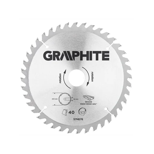 GRAPHITE Pjovimo diskas 200x30 mm, 40 dantų, medžiui image 1