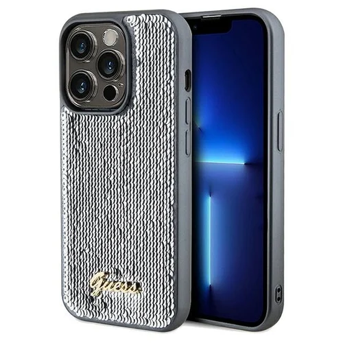 Guess Sequin Script Metal dėklas iPhone 14 Pro Max, sidabrinis image 1