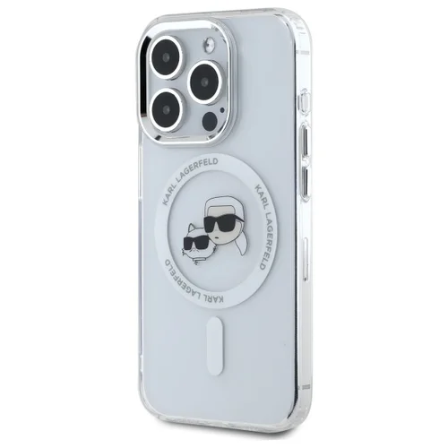 Karl Lagerfeld IML Metal Karl&Choupette Head MagSafe iPhone 15 Pro dėklas, baltas image 2