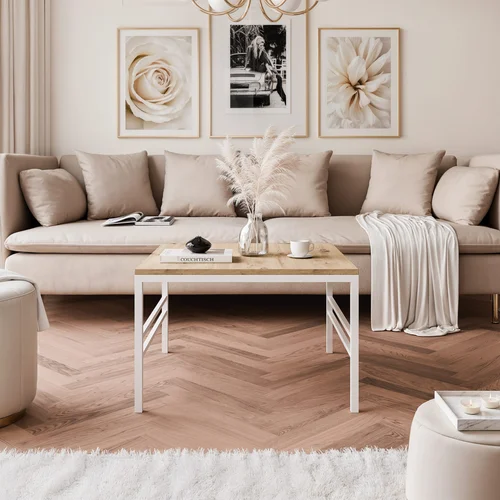 Kavos staliukas FORMA 60 × 60 cm, balta / artisan ąžuolas image 3