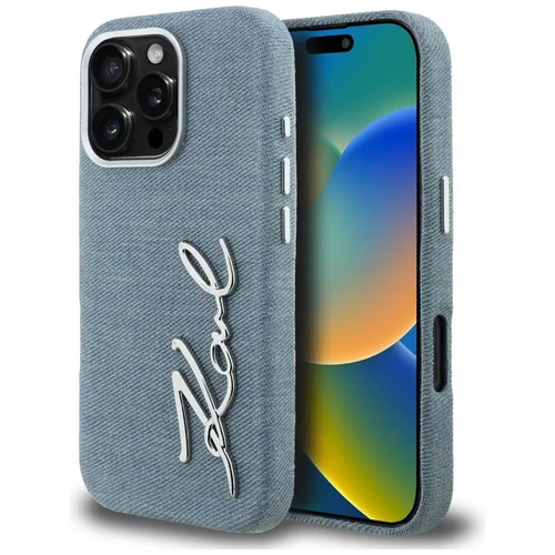 Karl Lagerfeld FW Jeans Signature Logo iPhone 16 Pro dėklas, mėlynas image 1