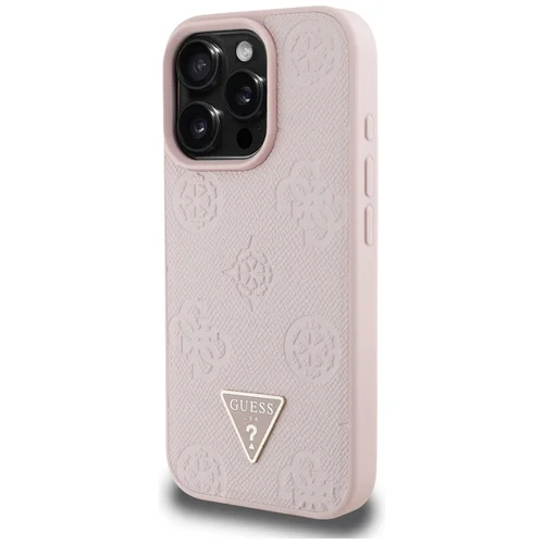 Guess Grained Hot Stamp Peony MagSafe dėklas iPhone 16 Pro, rožinis image 2