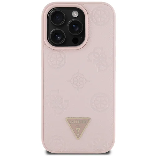 Guess Grained Hot Stamp Peony MagSafe dėklas iPhone 16 Pro, rožinis image 3