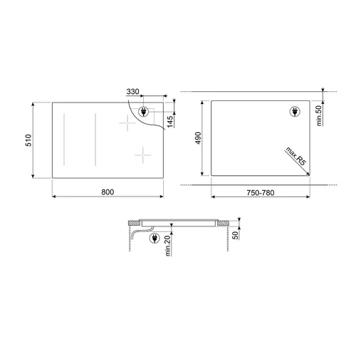 Smeg SI1M4854D 80 cm Įmontuojama indukcinė kaitlentė image 2