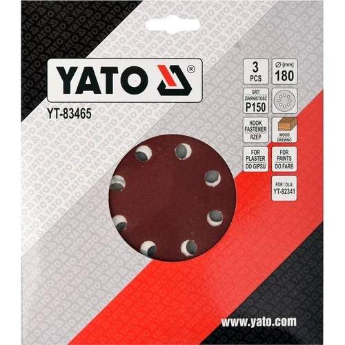 YATO YT-83465 Velcro šlifavimo popierius P150, 180 mm, 3 vnt. image 2