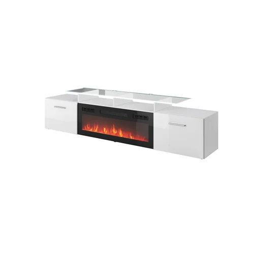 ROVA RTV spintelė su elektriniu židiniu 190 × 37 × 48 cm, balta image 1
