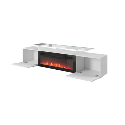ROVA RTV spintelė su elektriniu židiniu 190 × 37 × 48 cm, balta image 2