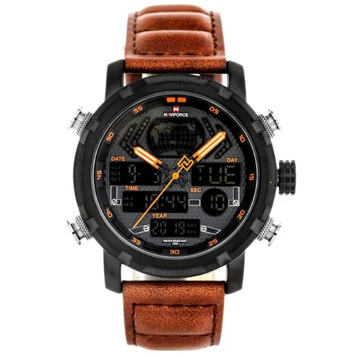 Naviforce NF9160 vyriškas laikrodis, juodas ir rudas image 1