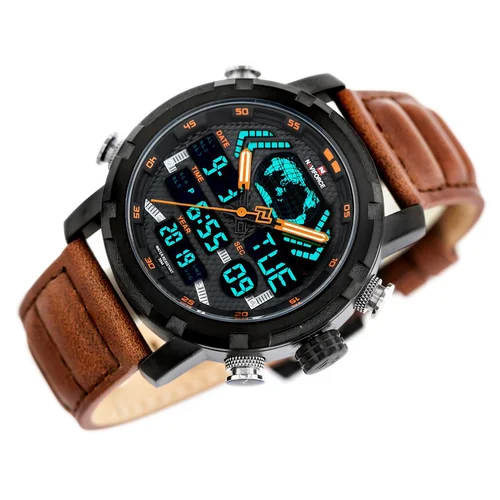 Naviforce NF9160 vyriškas laikrodis, juodas ir rudas image 2