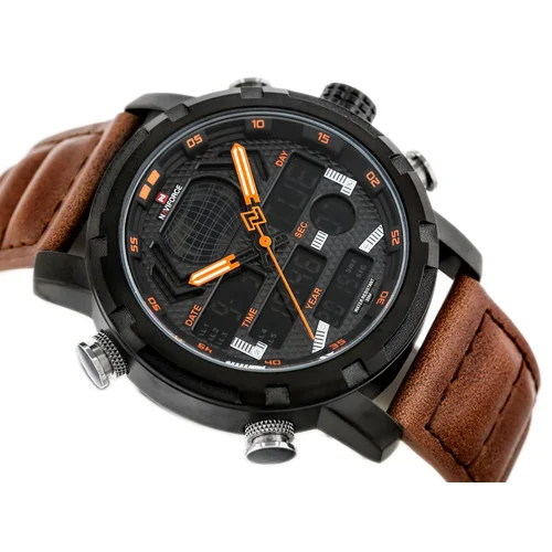 Naviforce NF9160 vyriškas laikrodis, juodas ir rudas image 3