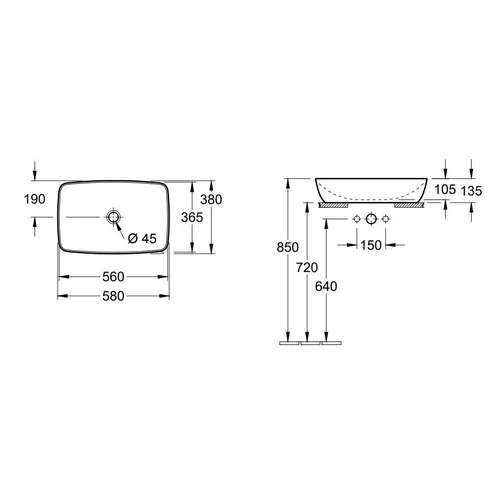 Praustuvas Villeroy & Boch Artis 417258R1 580 x 380 mm image 3