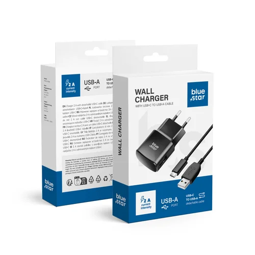 BLUE STAR TFK-TC-1100B 10 W įkroviklis su USB-C laidu, juodas image 1