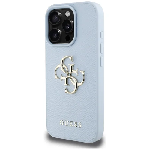Guess Grained Big 4G Logo Small Classic Logo dėklas iPhone 16 Pro Max, mėlynas image 2