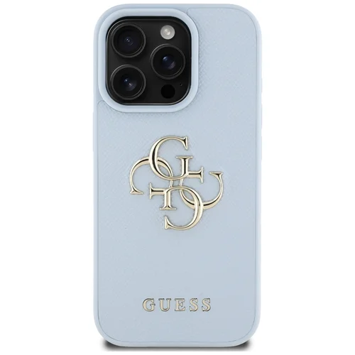Guess Grained Big 4G Logo Small Classic Logo dėklas iPhone 16 Pro Max, mėlynas image 3