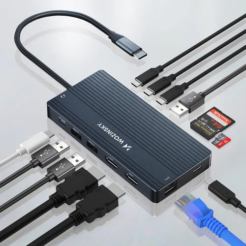 Wozinsky WDS03Y5S 14-in-1 USB-C šakotuvas, pilkas image 3