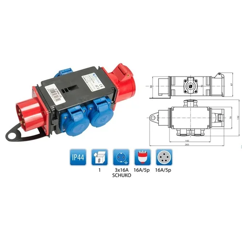Pawbol Skirstytuvas R-BOX MINI 3S, 1x16A/5p + 3x16A/250V, IP44 image 2