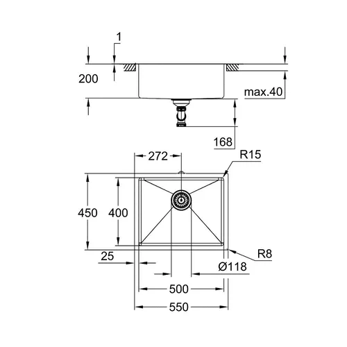 Grohe K700U, 31574DL1 – Nerūdijantis plienas, 1 dubuo, 550x450 mm image 3