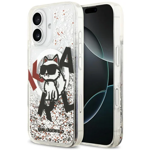 Karl Lagerfeld Liquid Glitter Choupette MagSafe dėklas iPhone 17, skaidrus image 1