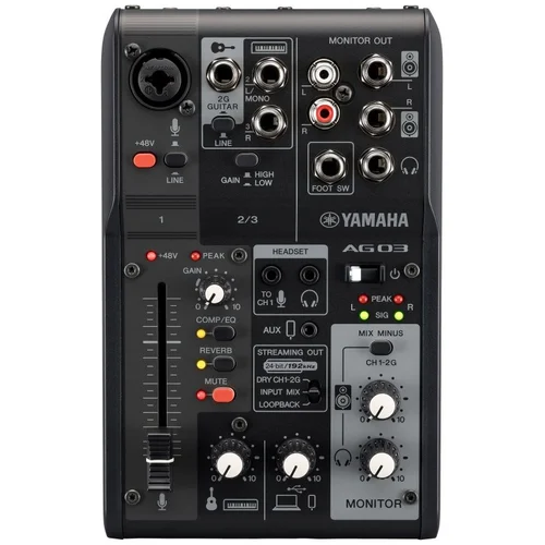 Yamaha AG03 MK2 3 kanalų USB mikšeris, juodas image 1