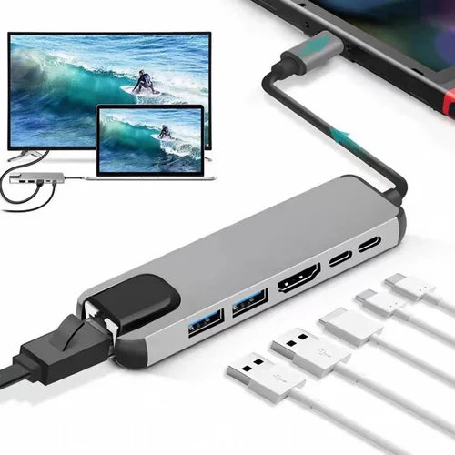 Gembird A-CM-COMBO5-06 6-in-1 USB Type-C adapteris image 1