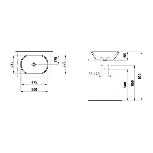 Laufen PRAUSTUV UŽDEDAM LONG OVAL 50X35X13.5 image 2