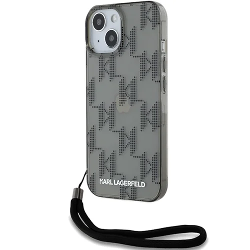 Karl Lagerfeld IML Mono KL dėklas su virve iPhone 15/14/13, juodas image 1