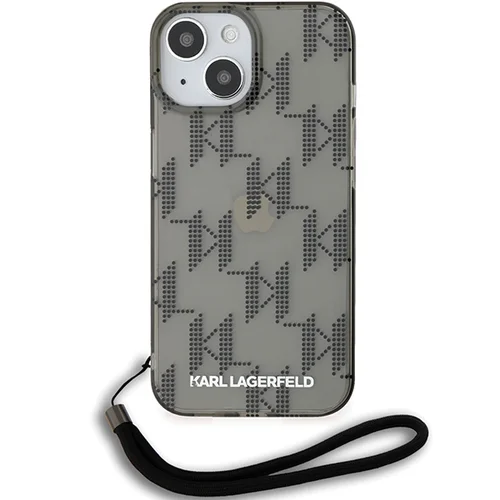 Karl Lagerfeld IML Mono KL dėklas su virve iPhone 15/14/13, juodas image 2