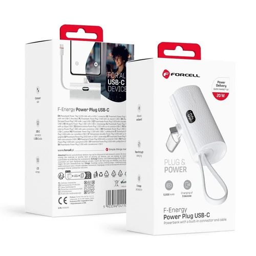 Forcell F-Energy Power Plug F5K3 5000 mAh 20 W, baltas image 1