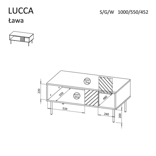 Cama LUCCA kavos staliukas 100 × 55 × 46 cm, šviesiai pilkas image 3