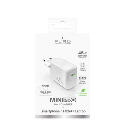 Puro Super Mini 45 W USB-C įkroviklis, baltas image 2