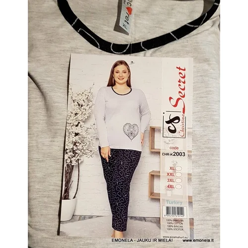 Moteriška pižama ŠIRDUTĖS, XL, 2 dalių image 3