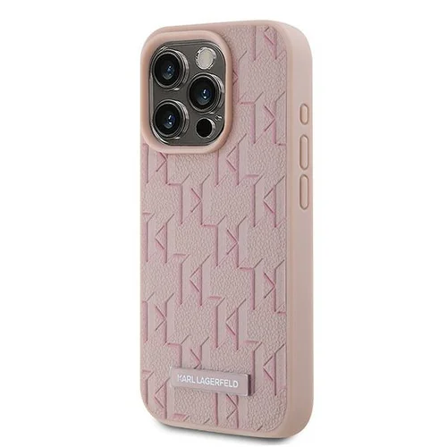 Karl Lagerfeld odinis monogramos dėklas iPhone 15 Pro Max, rožinis image 2