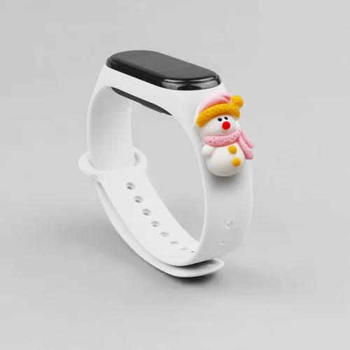 Xiaomi Mi Band 3 / 4 apyrankė su sniego žmogumi, balta image 1
