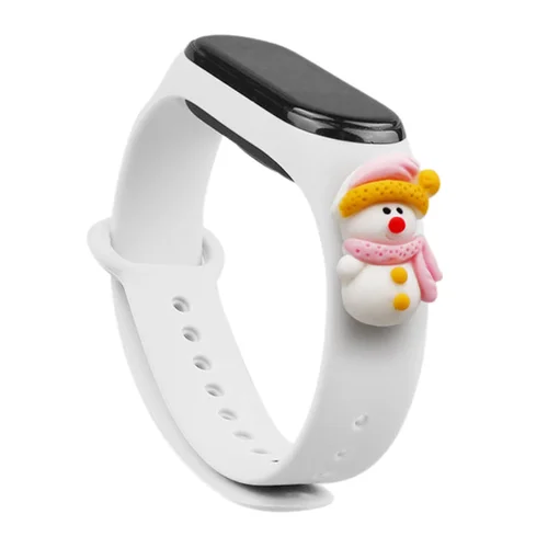Xiaomi Mi Band 3 / 4 apyrankė su sniego žmogumi, balta image 2