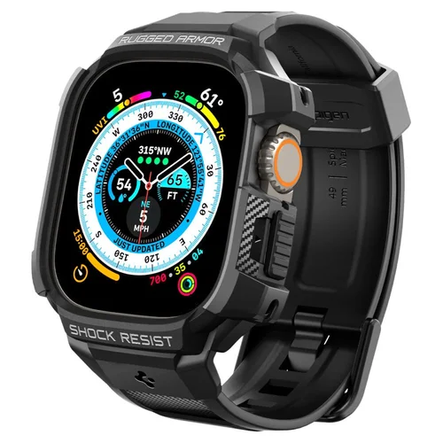 Spigen Rugged Armor Pro Apple Watch Ultra 49 mm juodas dirželis-dėklas image 1