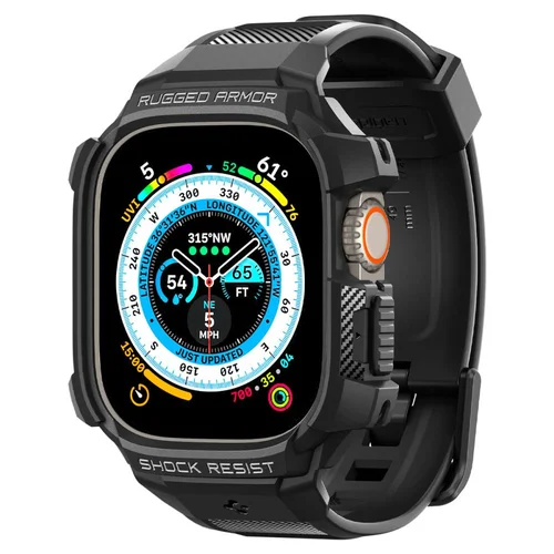 Spigen Rugged Armor Pro Apple Watch Ultra 49 mm juodas dirželis-dėklas image 2
