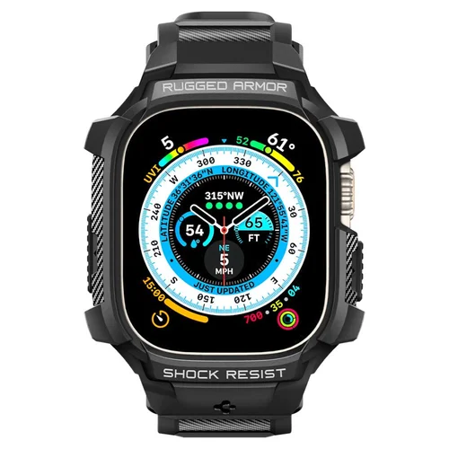 Spigen Rugged Armor Pro Apple Watch Ultra 49 mm juodas dirželis-dėklas image 3