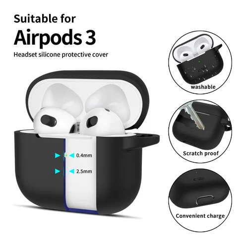 Tech-Protect silikoninis dėklas su kilpa Apple AirPods 3, juodas image 2